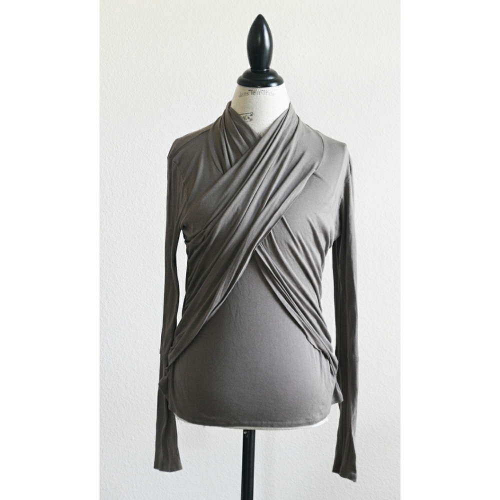 Free People Gray Wrap Top